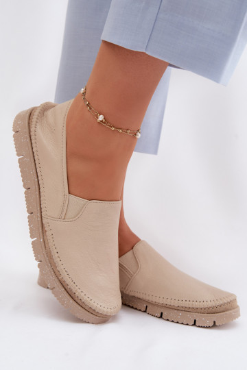 Scarpe da donna in pelle chiuse Tai turiciejka 03512-04 color sabbia