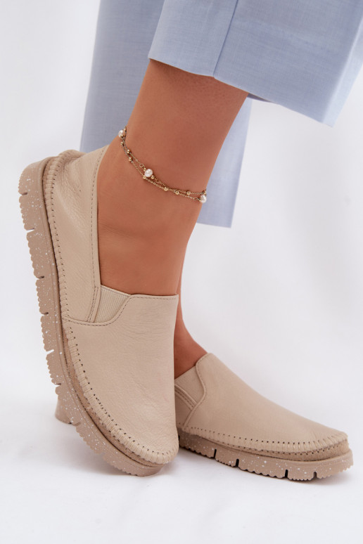 Stivali in pelle da donna Deveciejka 03512-04 beige