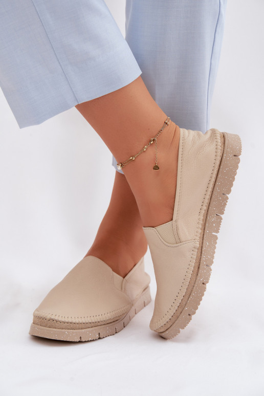 Stivali in pelle da donna Deveciejka 03512-04 beige