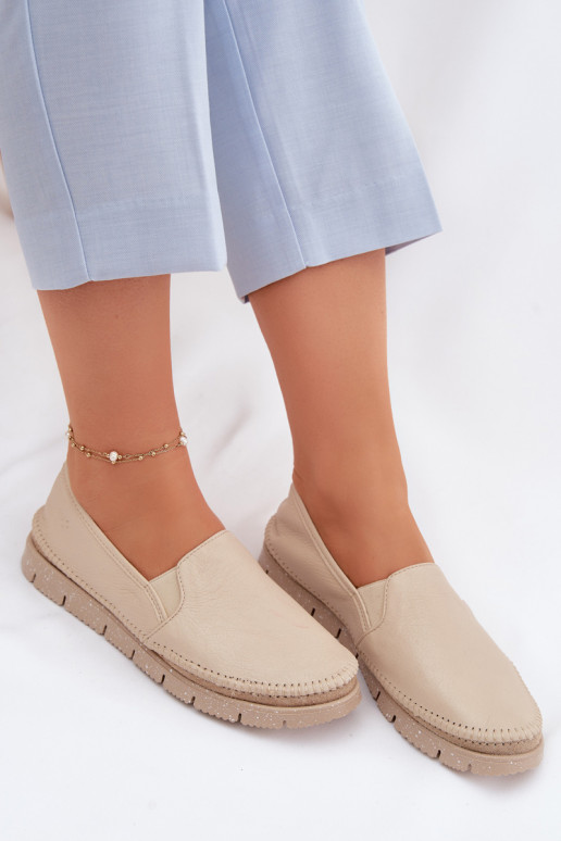 Stivali in pelle da donna Deveciejka 03512-04 beige