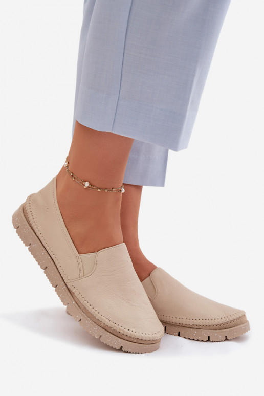 Stivali in pelle da donna Deveciejka 03512-04 beige