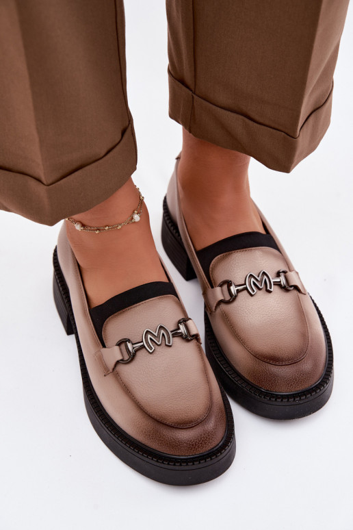 Pelle mocassini da donna Con decorazioni Detalem Vinceza 39985 beige