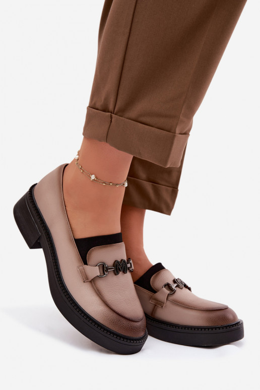 Pelle mocassini da donna Con decorazioni Detalem Vinceza 39985 beige