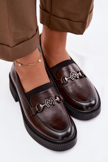 Pelle mocassini da donna Con decorazioni Detalem Vinceza 39985 CzekoladoAe