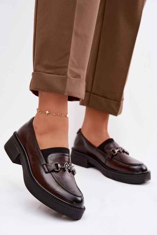 Pelle mocassini da donna Con decorazioni Detalem Vinceza 39985 CzekoladoAe