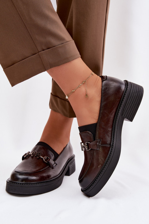 Pelle mocassini da donna Con decorazioni Detalem Vinceza 39985 CzekoladoAe