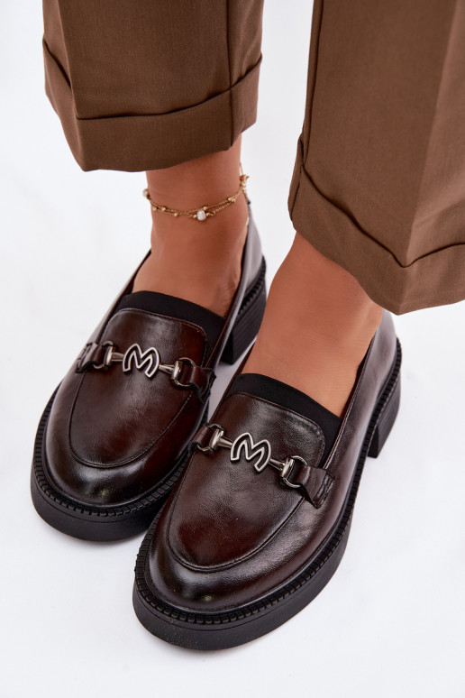 Pelle mocassini da donna Con decorazioni Detalem Vinceza 39985 CzekoladoAe