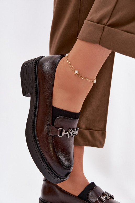 Pelle mocassini da donna Con decorazioni Detalem Vinceza 39985 CzekoladoAe