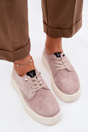Scarpe da donna in suede con platform Vinceza 79605 color sabbia