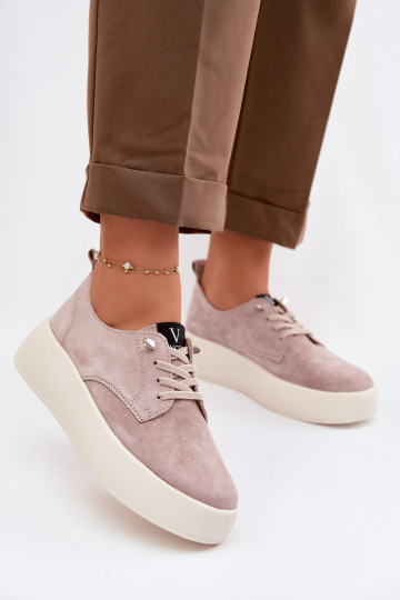 Scarpe da donna in suede con platform Vinceza 79605 color sabbia 2