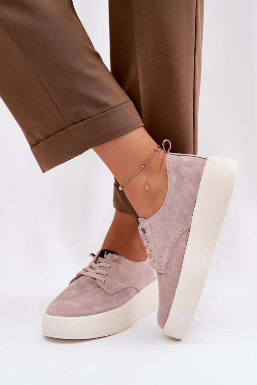 dalla pelle scamosciata scarpe Femminile con una piattaforma Vinceza 79605 beige