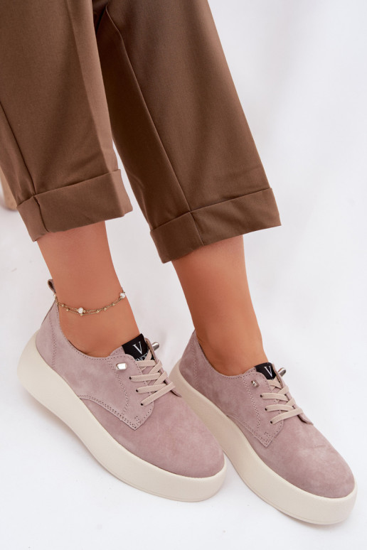 dalla pelle scamosciata scarpe Femminile con una piattaforma Vinceza 79605 beige