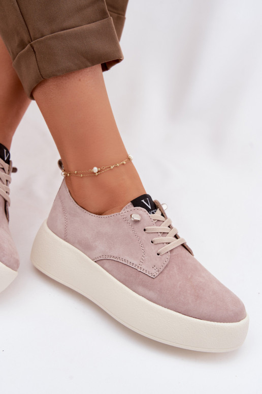 dalla pelle scamosciata scarpe Femminile con una piattaforma Vinceza 79605 beige