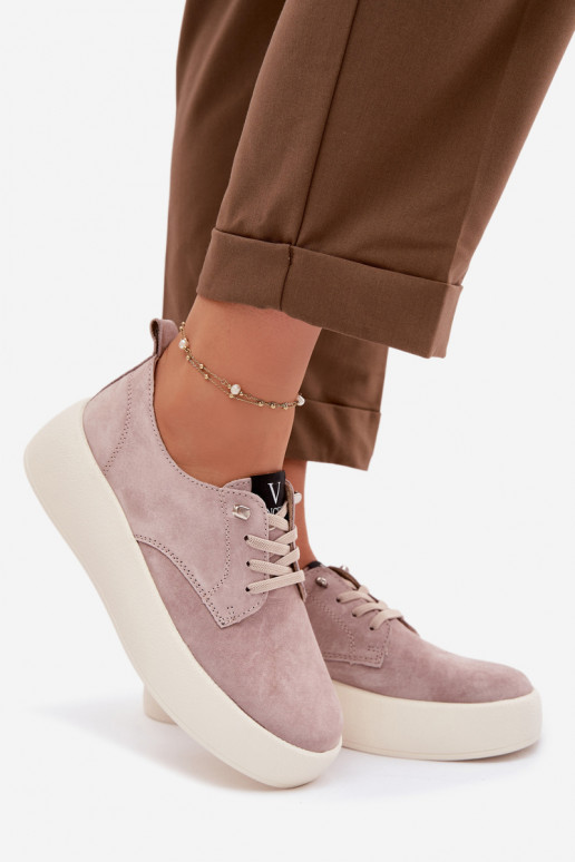 dalla pelle scamosciata scarpe Femminile con una piattaforma Vinceza 79605 beige