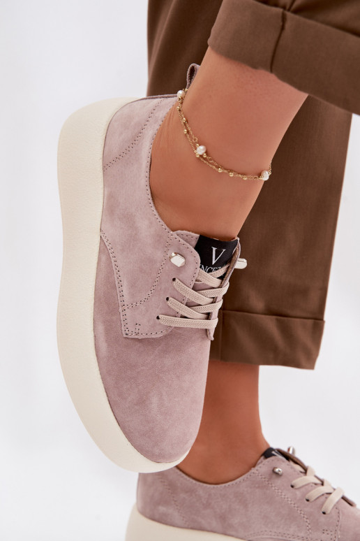 dalla pelle scamosciata scarpe Femminile con una piattaforma Vinceza 79605 beige