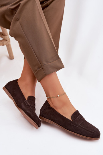Mocassini con inserto in suede naturale Vinceza 18122 color cioccolato