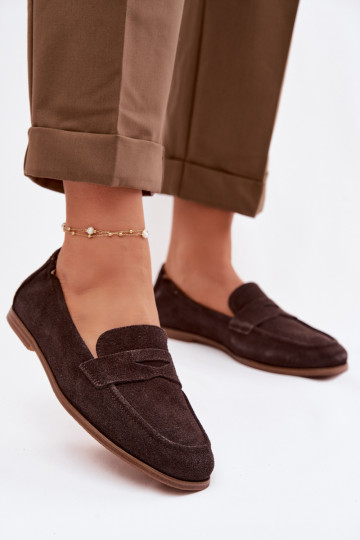 Mocassini con inserto in suede naturale Vinceza 18122 color cioccolato 2