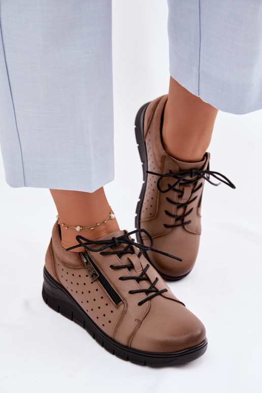 Pelle scarpe Femminile con una piattaforma Vinceza 39977 beige