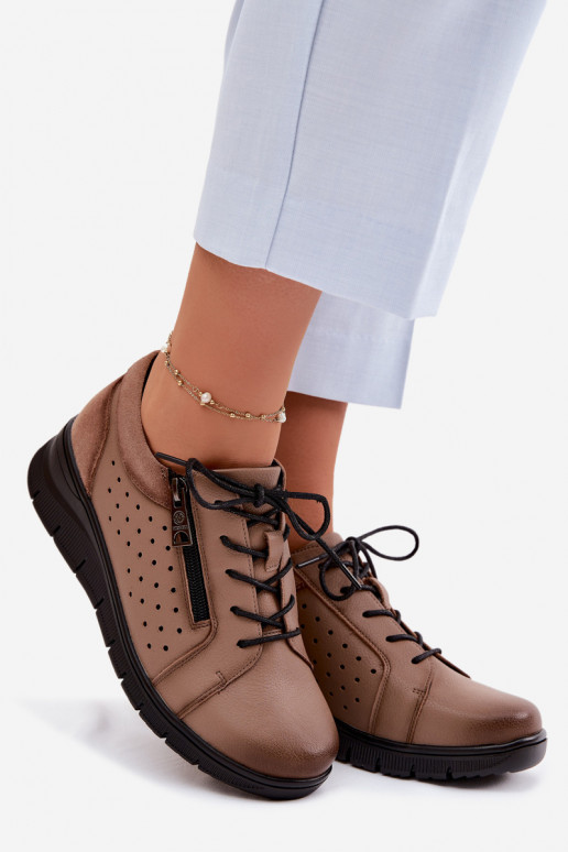 Pelle scarpe Femminile con una piattaforma Vinceza 39977 beige