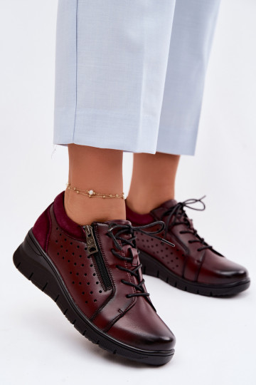 Pelle scarpe Femminile con una piattaforma Vinceza 39977 Borgogna