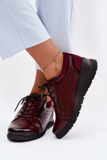 Pelle scarpe Femminile con una piattaforma Vinceza 39977 Borgogna 2