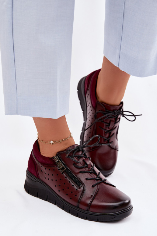 Pelle scarpe Femminile con una piattaforma Vinceza 39977 Borgogna