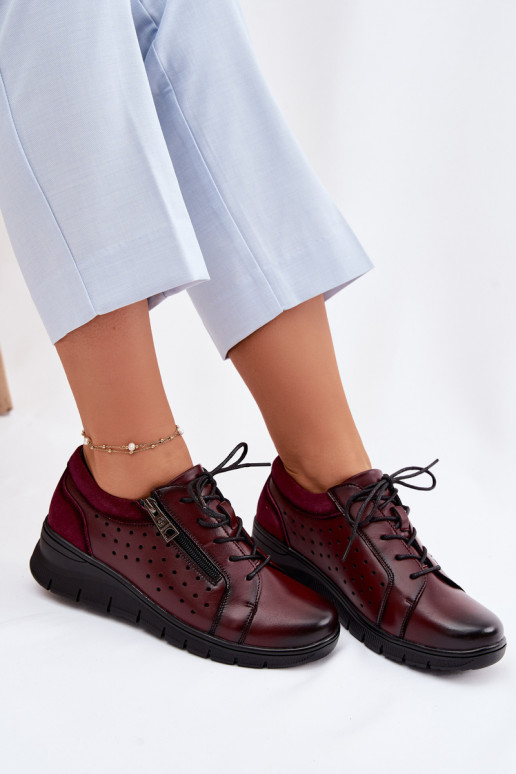 Pelle scarpe Femminile con una piattaforma Vinceza 39977 Borgogna