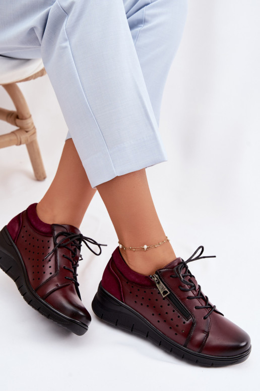 Pelle scarpe Femminile con una piattaforma Vinceza 39977 Borgogna