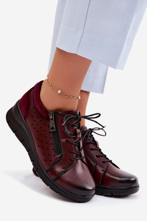 Pelle scarpe Femminile con una piattaforma Vinceza 39977 Borgogna