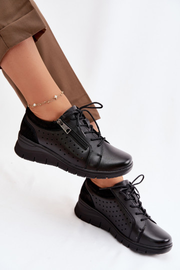 Scarpe in pelle da donna con piattaforma Vinceza 39977 nere