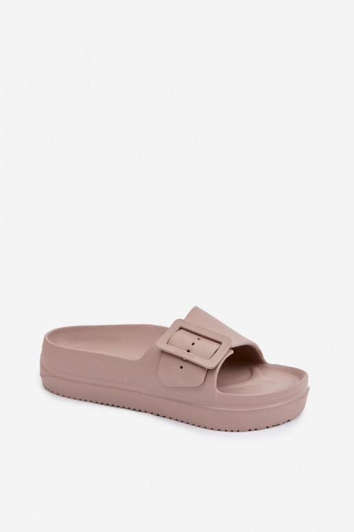 Ciabatte da donna con schiuma con una piattaforma con fibbie Big Star TT274A079 beige