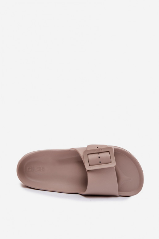 Ciabatte da donna con schiuma con una piattaforma con fibbie Big Star TT274A079 beige