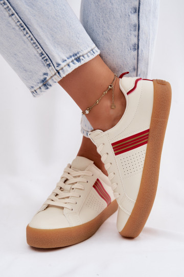 Sneakers da donna in pelle sintetica Big Star TT274307 color avorio 2
