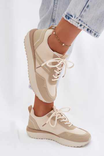 Sneakers da donna con piattaforma Big Star TT274278 color sabbia