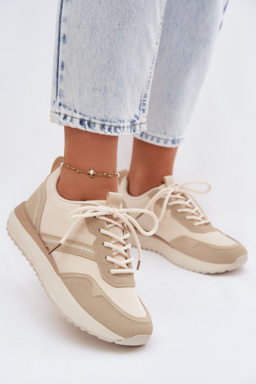 Sneakers da donna con piattaforma Big Star TT274278 color sabbia 2