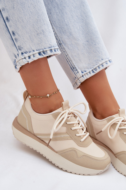 Scarpe modello sneakers Femminile con una piattaforma Big Star TT274278 beige