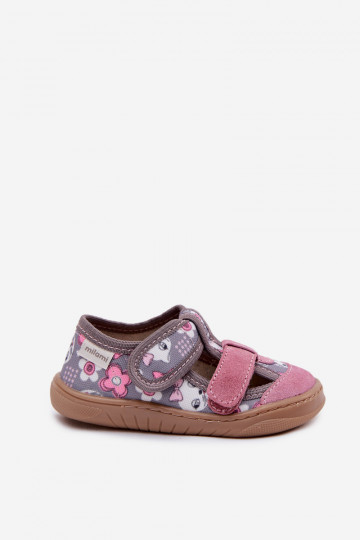 Infradito da bambino Milami con gattini e fiori color grigio-rosa Lumi 2