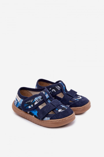 Infradito da bambino Milami con pallini color blu scuro Lumi