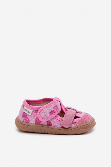 Pantofole Barefoot Infantile Milami con lucentezza Nei cuori colore rosa Lumi