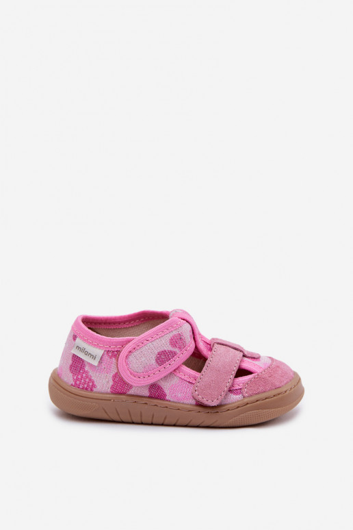 Pantofole Barefoot Infantile Milami con lucentezza Nei cuori colore rosa Lumi
