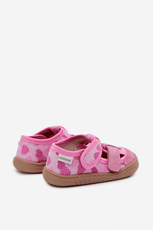 Pantofole Barefoot Infantile Milami con lucentezza Nei cuori colore rosa Lumi