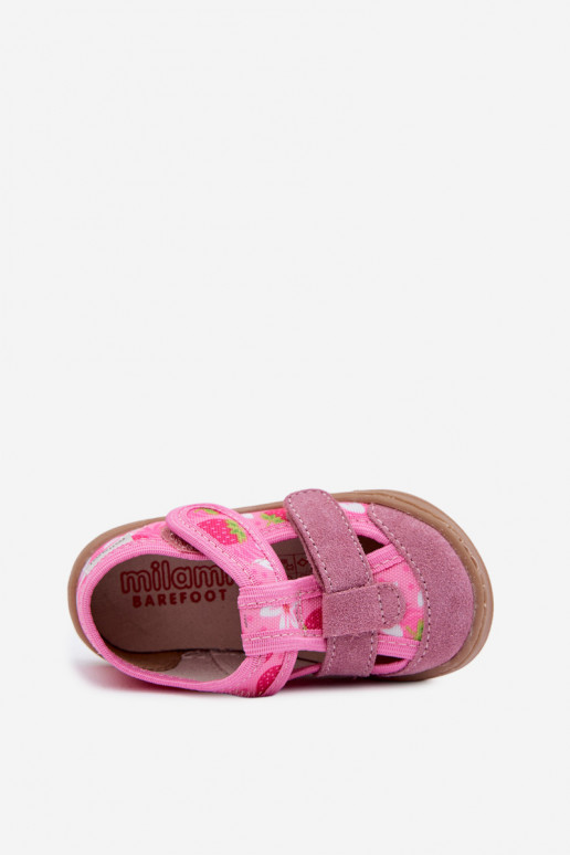 Pantofole Barefoot Infantile Milami fragole colore rosa Lumi