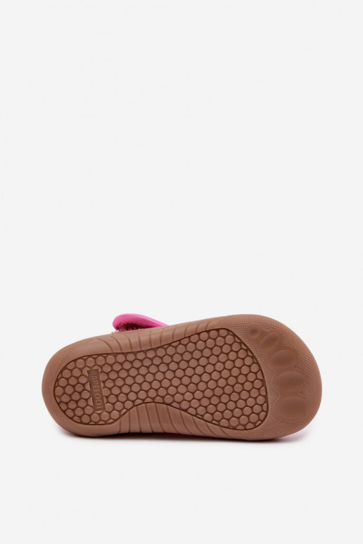 Pantofole Barefoot Infantile Coccinelle con i cuori con chiusure adesive Milami colore rosa Talirae