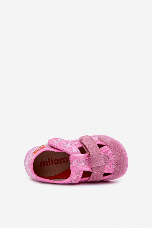 Pantofole Milami Infantile con lucentezza con chiusure adesive Nei cuori colore rosa Reathiana