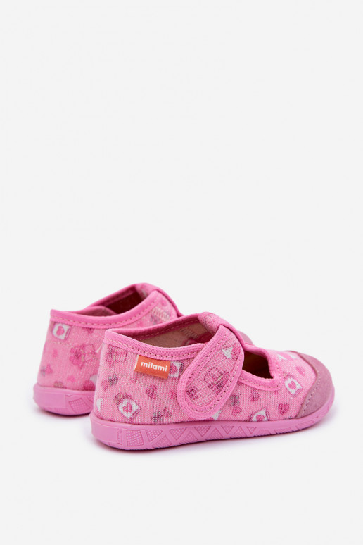 Pantofole Milami Infantile con chiusure adesive con lucentezza colore rosa Jasimrra