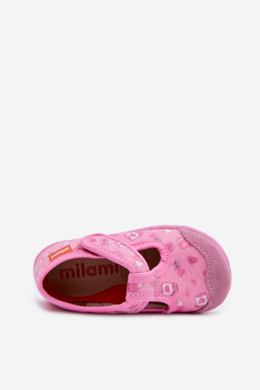 Pantofole Milami Infantile con chiusure adesive con lucentezza colore rosa Jasimrra