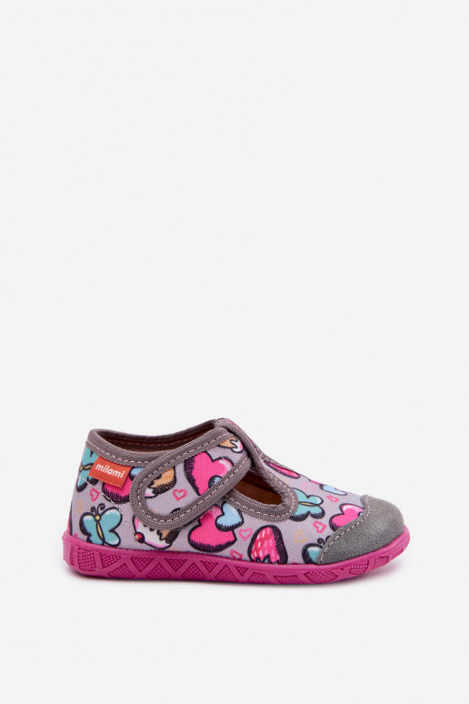 Pantofole Milami Infantile con chiusure adesive colore grigio Jasimrra