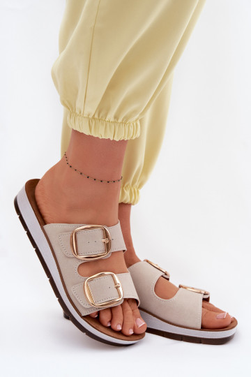 Ciabatte da donna con fibbie Inblu CP000061 oro 2