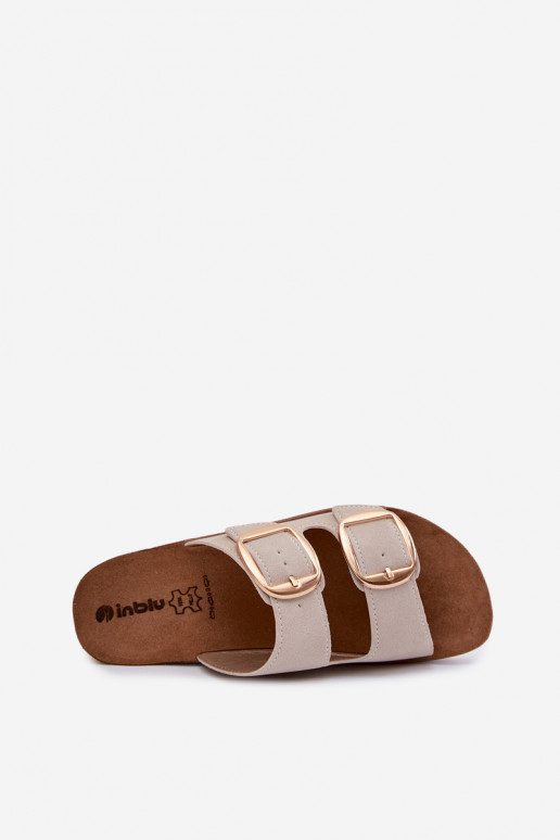 Pantofole da donna Ze colore doratomi con fibbiemi Inblu CP000061 beige