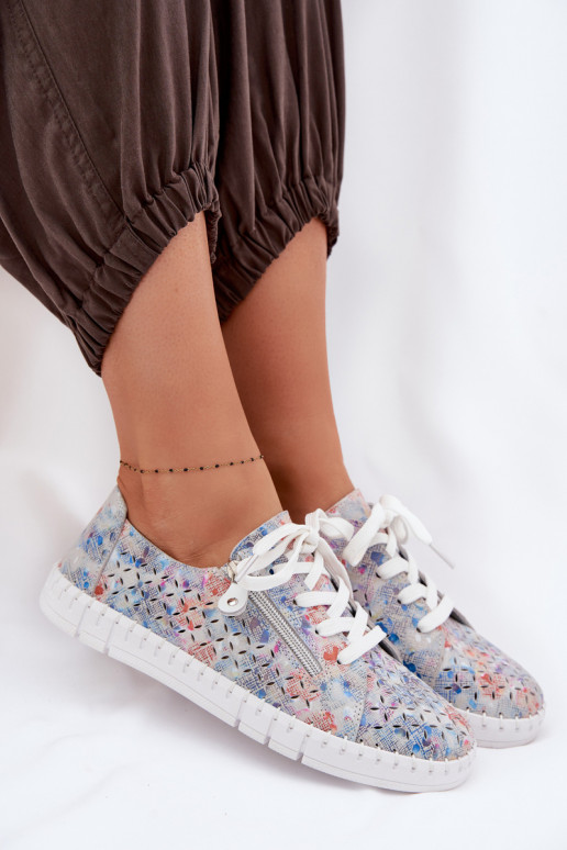 con elementi traforati scarpeAbilitatoturalnego dalla pelle scamosciatau color argento Kamelia